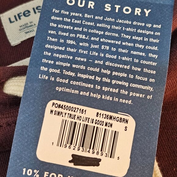 NEW!! Life Is Good Womens Simply True Hoodie Small Cotton Cranberry - Picture 6 of 9